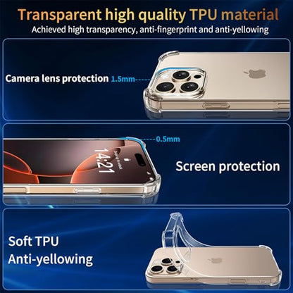 1 Coque pour iPhone 16 Pro avec 2 Verre Trempé et 1 Caméra Protecteur