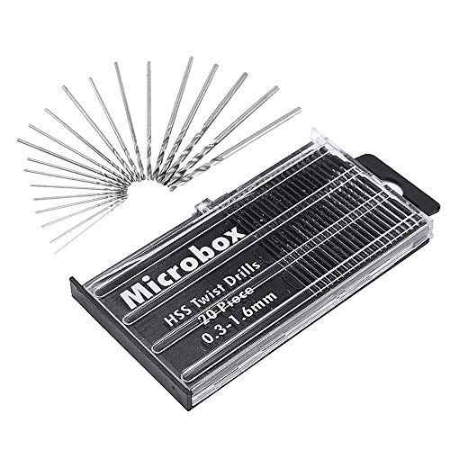 Coffret de 20pcs Kit de Mini Micro Foret de Précision Hélicoïdaux en HSS Set Fraise