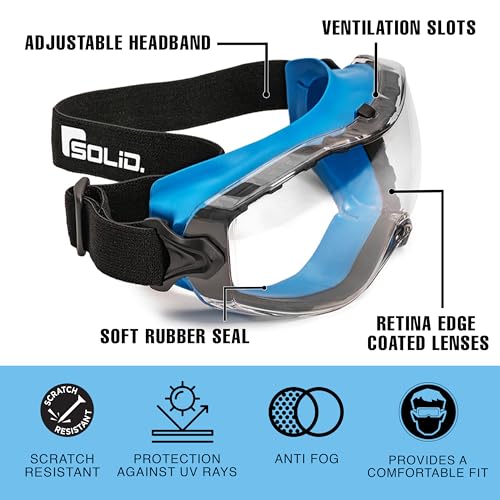 SolidWork SOLID. Lunette de protection travail parfaitement ajustées | Lunettes de protection anti-poussière avec ajustement universel | surlunettes de protection | Oculaire résistant aux rayures