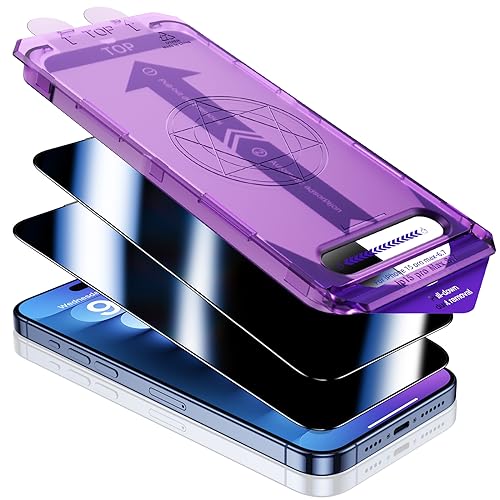 UniqueMe Premium Intimité Verre Trempé pour iPhone 15 Pro Max Protection écran Anti Espion, Dépoussiérage Automatique, 9H Couverture Complète Verre de Protection Privacy Film, 2 Pièces