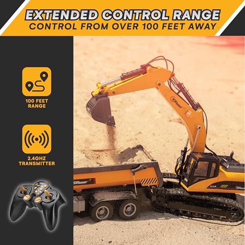 Pelle professionnelle professionnelle complète de 15 canaux RC, pelle à télécommande en métal