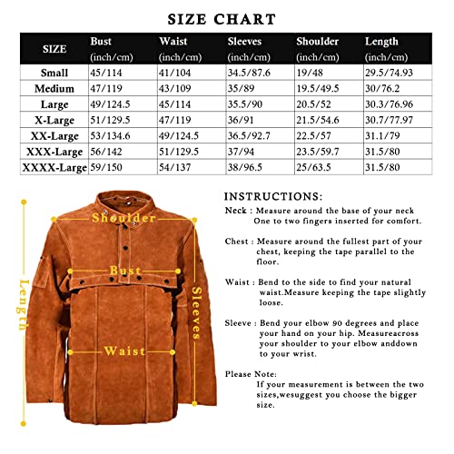 LeaSeek Veste de soudage en cuir – Tablier de soudure robuste avec manches