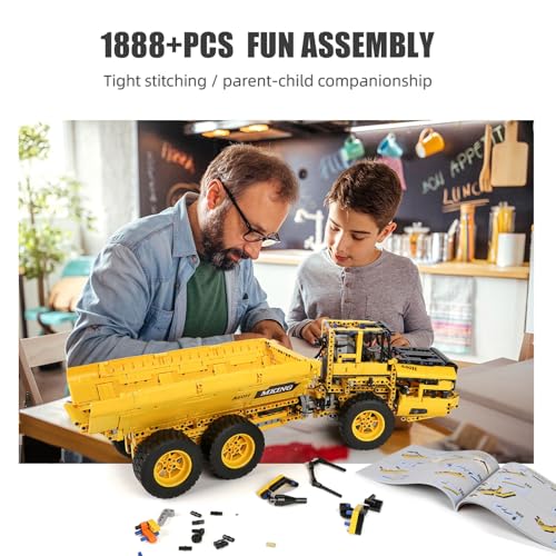 Pièces Articulées Truck Briques de Serrage, 6x6 Transport de Voiture - Véhicule Télécommandé avec télécommande + 1888 pièces