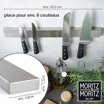 barre magnétique pour couteaux - rail universel, Acier inoxydable 40 cm