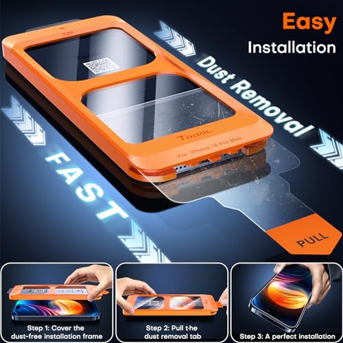 TOCOL 2 Pièces Verre Trempé pour iPhone 15 Pro Max Couverture Complète, Installation Automatique, Dureté 9H Résistant aux Rayures, Sans Bulles, Protection écran pour iPhone 15 Pro Max