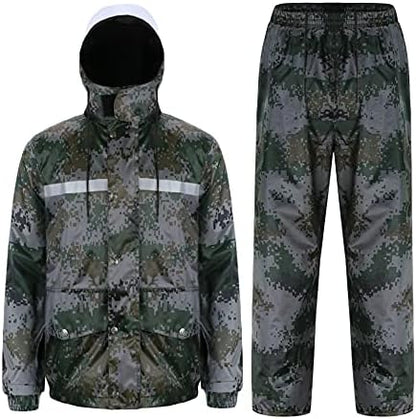 Yukirtiq Combinaison de Pluie Imperméable à Capuche Extérieur Homme Ensemble Veste et Pantalon Imperméables 2 Pièces Manteau Vêtements de Pluie