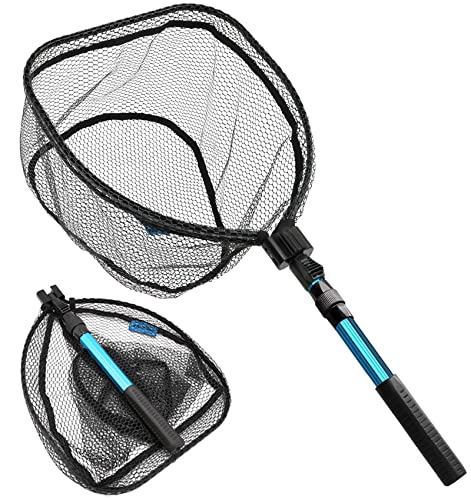 Fishing Épuisette de Pêche en Aluminium Antidérapant Pliable pour Eau Douce et Eau Salée Accessoires de Pêche pour Adultes et Enfants Épuisette de Pêche