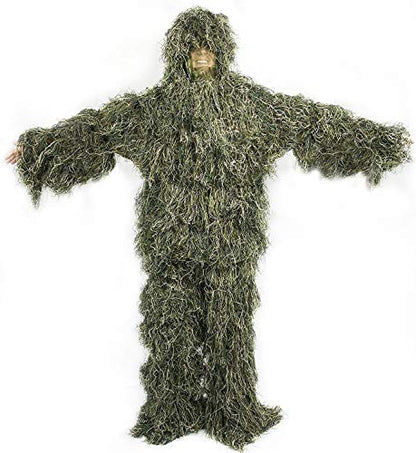 HaoFst Ghillie Combinaison camouflage de forêt pour la chasse 4 pièces + sac