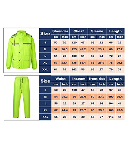 Yukirtiq Combinaison de Pluie Imperméable à Capuche Extérieur Homme Ensemble Veste et Pantalon Imperméables 2 Pièces Manteau Vêtements de Pluie
