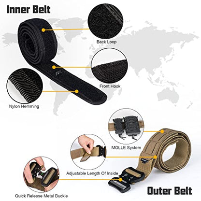 Ceinture Tactique Molle de 2 Pouces avec Ceinture Intérieure