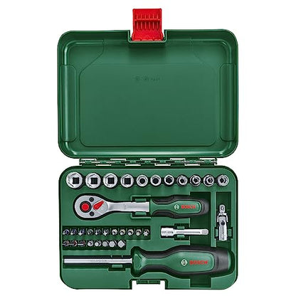Bosch Home and Garden - Set Cliquet/Douilles 1/4 de 34 Pièces