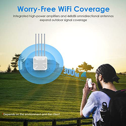 Répéteur Extérieur Haute Performance avec Antennes à Longue Portée - Amplificateur WiFi 6