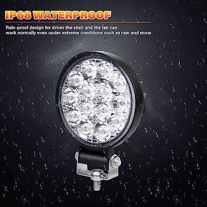 2Pcs rond phare de travail led, 3.2 pouces mini 42W 12V 24V lampe de travail led