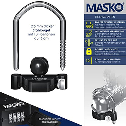 MASKO Antivol à Combinaison pour Attelage de Remorque