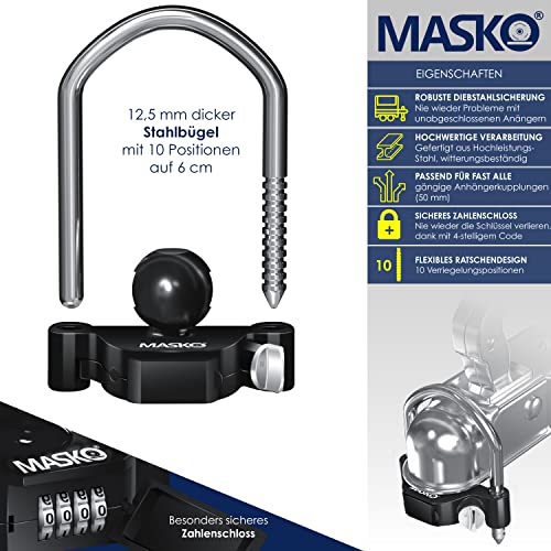 MASKO Antivol à Combinaison pour Attelage de Remorque