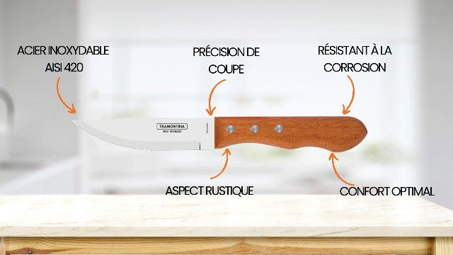 Tramontina - Couteaux à steak Dynamic Jumbo 4pcs. Inox et bois
