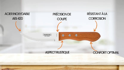 Tramontina - Couteaux à steak Dynamic Jumbo 4pcs. Inox et bois