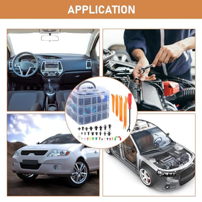 Agrafes Clips de Fixation Voiture avec Outil de Démontage et Boîte De Rangement