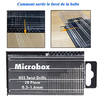 Coffret de 20pcs Kit de Mini Micro Foret de Précision Hélicoïdaux en HSS Set Fraise