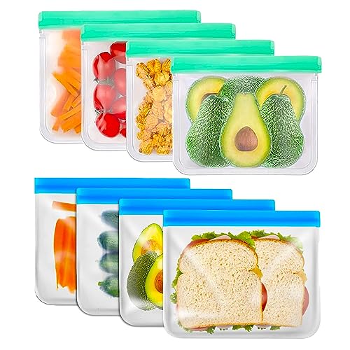 8 Sacs Nourriture en SiliconeSacs Alimentaires de Rangement Viandes