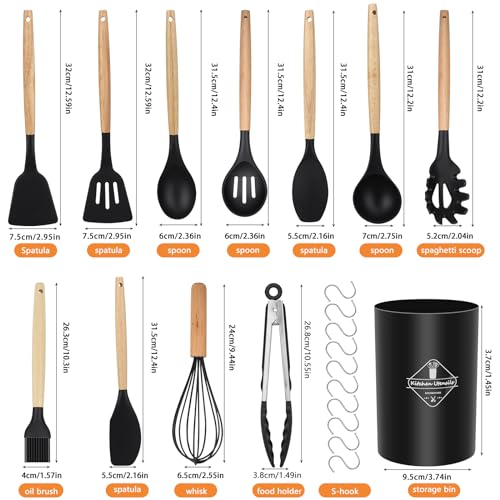 Ustensiles de Cuisine en Silicone, hicoosee 22 PCS Accessoire Cuisine Set sans BPA