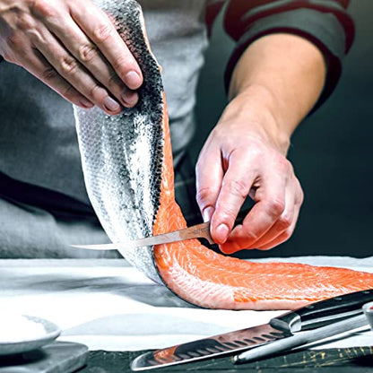 Couteau Filet Poisson - Couteau Cuisine Professionnel en Acier Inoxydable