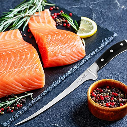 Couteau Filet Poisson - Couteau Cuisine Professionnel en Acier Inoxydable